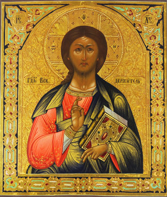 Старинная икона "Господь Вседержитель"