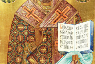 Старинная икона "Святитель Николай Чудотворец" с предстоящими - фото 3