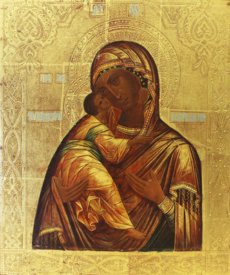 Старинная икона Божья Матерь "Владимирская" - фото 2