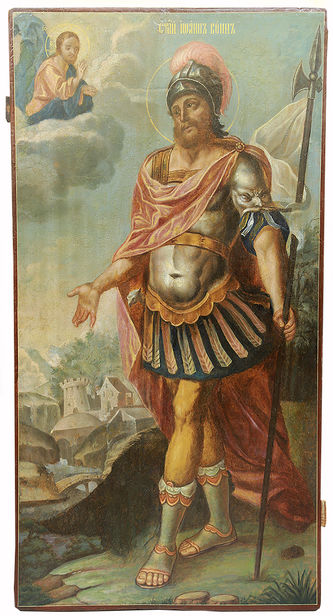 Старинная храмовая икона "Иоанн Воин"