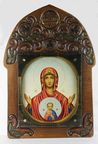 Старинная икона "Божья Матерь "Знамение"