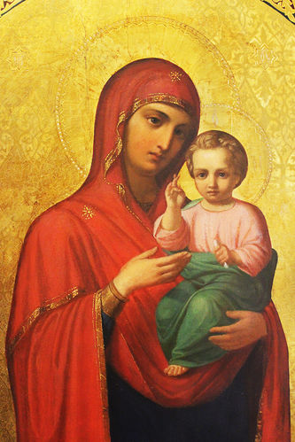 Старинная храмовая икона Божья Матерь "Одигитрия" - фото 2