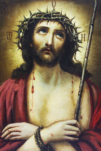 Старинная икона "Спаситель в терновом венце" - фото 2