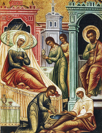 Старинная икона "Рождество Пресвятой Богородицы" - фото 3