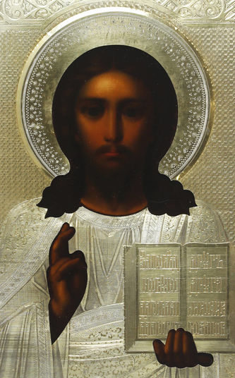 Антикварная икона "Господь Вседержитель" - фото 3