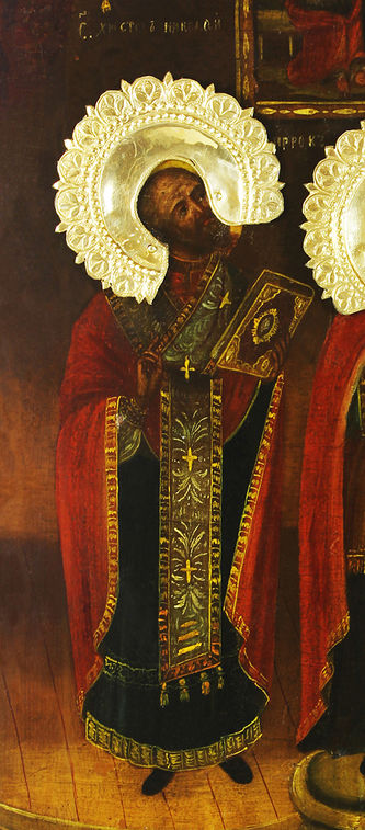 Старинная икона "Святая Троица, Святитель Христов Николай, пророк Захария и праведная Елизавета" - фото 2