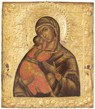 Старинная икона Божья Матерь "Владимирская"