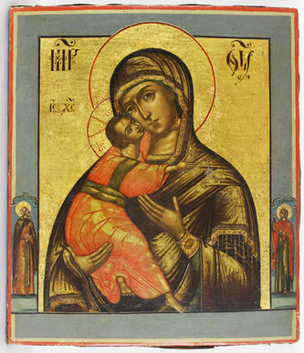 Старинная икона Божья Матерь "Владимирская" - фото 3