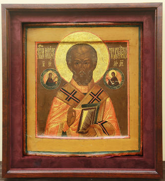 Старинная икона "Николай Чудотворец" - фото 4