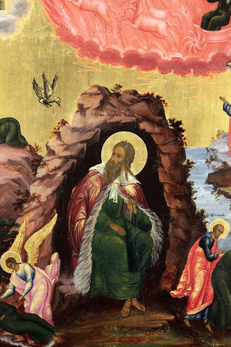 Старинная икона "Огненное восхождение Ильи пророка" - фото 2