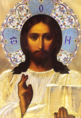 Старинная икона Господь Вседержитель (Пантократор) в серебряном окладе - фото 3