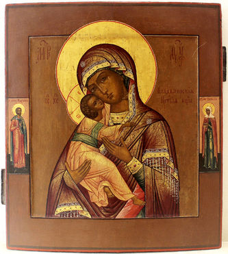 Старинная икона Божья Матерь "Владимирская"