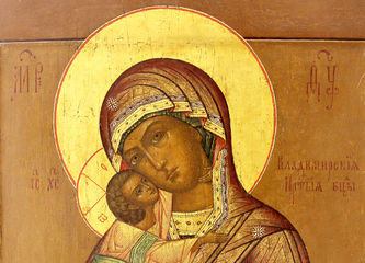 Старинная икона Божья Матерь "Владимирская" - фото 2