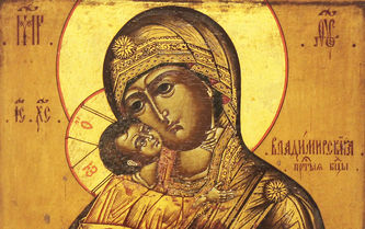 Старинная икона Божья Матерь "Владимирская" - фото 2