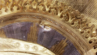 Старинная икона "Богоматерь Тихвинская" в серебряном окладе - фото 3