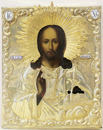 Антикварная икона "Господь Вседержитель со скипетром и державой"