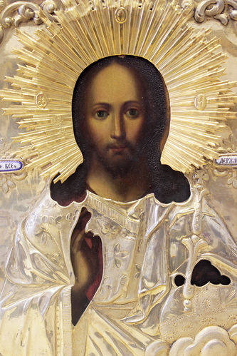 Антикварная икона "Господь Вседержитель со скипетром и державой" - фото 2