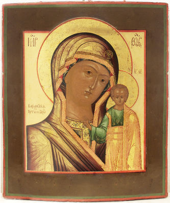 Старинная икона "Богоматерь Казанская" в серебряном окладе - фото 2