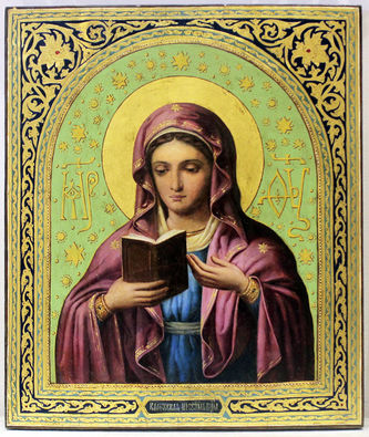 Антикварная икона "Калужская Пресвятая Богородица" в стиле модерн