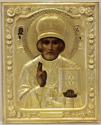Фабрика Галкиных Семена и Петра
Антикварная икона "Святитель Николай Чудотворец"