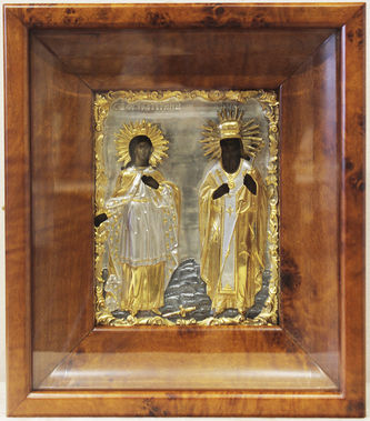 Старинная икона "Святая великомученица Екатерина и святой Павел" - фото 4