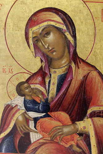 Редкая антикварная икона Божьей Матери "Блаженное чрево" - фото 2