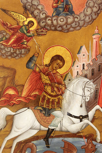 Старинная икона "Святой великомученик Георгий Победоносец" - фото 2