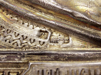 Антикварная икона "Богоматерь Казанская" в серебряном окладе - фото 4