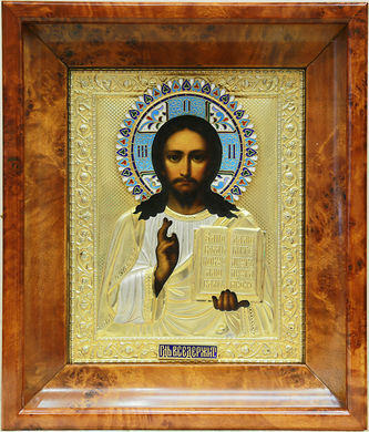 Фабрика Галкиных Семена и Петра
Старинная икона "Господь Вседержитель" в окладе с эмалью - фото 4