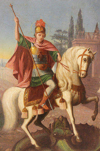 Старинная икона "Георгий Победоносец" - фото 2