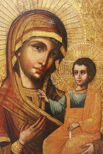 Антикварная икона "Иверская Божья Матерь" - фото 2