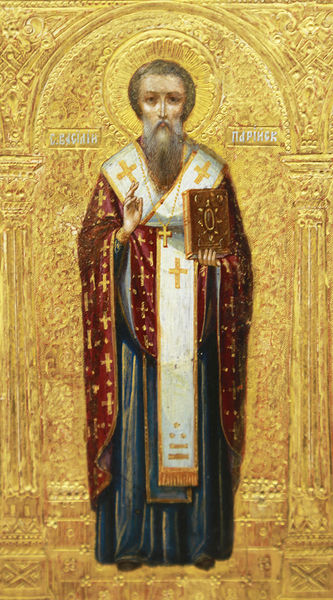 Антикварная икона "Воскресение Христово, святой преподобный Иоанн, Василий Парийский и великомученица Ирина" - фото 3