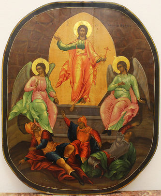 Старинная икона "Воскресение Господа Нашего Иисуса Христа"