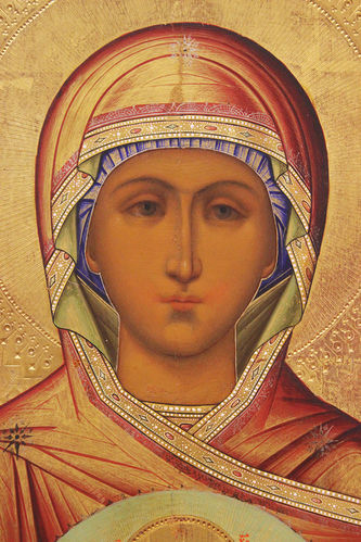 Старинная икона Божьей Матери "Знамение" - фото 2