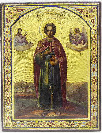 Старинная икона "Святой великомученик Пантелеймон"