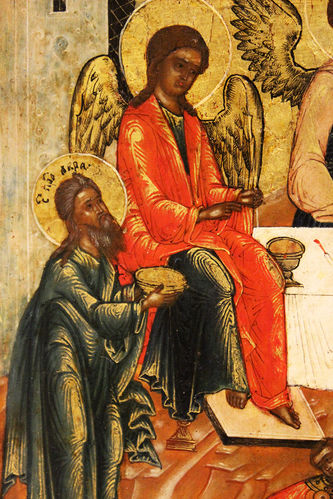 Старинная икона "Троица (Гостеприимство Авраама)" - фото 3