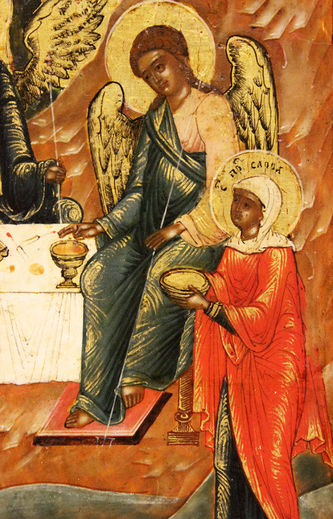 Старинная икона "Троица (Гостеприимство Авраама)" - фото 4