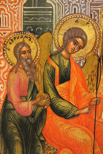 Антикварная икона "Троица Ветхозаветная (Гостеприимство Авраама)" - фото 3