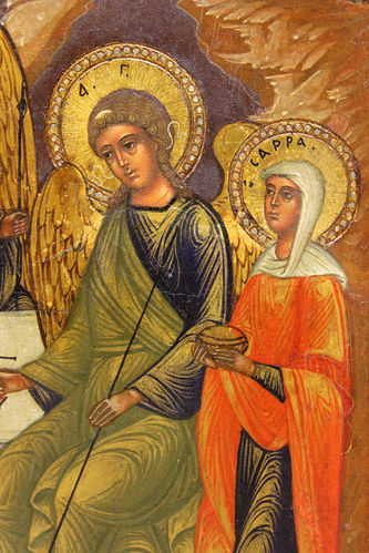 Антикварная икона "Троица Ветхозаветная (Гостеприимство Авраама)" - фото 4