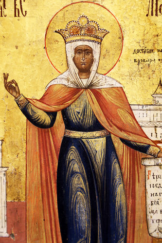 Старинная икона "Святая великомученица Варвара со сценами жития" - фото 2