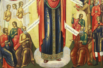 Старинная икона Богоматери "Всех скорбящих радость" на золотом фоне - фото 3