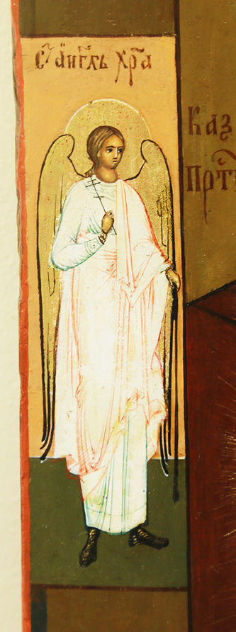 Старинная икона "Казанская Пресвятая Богородица" с предстоящими святым Ангелом Хранителем и мученицей Татьяной - фото 3