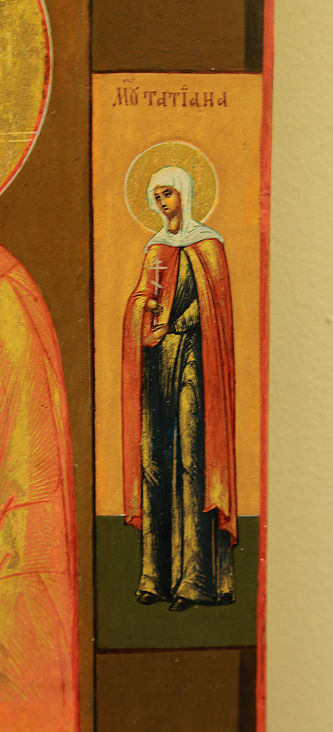 Старинная икона "Казанская Пресвятая Богородица" с предстоящими святым Ангелом Хранителем и мученицей Татьяной - фото 4