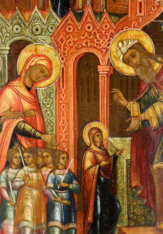 Старинная икона "Введение Богородицы во храм" - фото 2