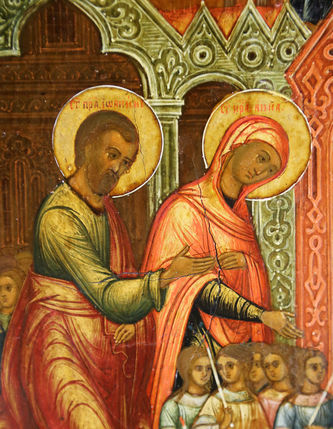 Старинная икона "Введение Богородицы во храм" - фото 3