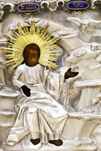 Антикварная икона "Святой пророк Илия" в окладе - фото 2