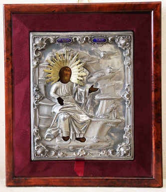 Антикварная икона "Святой пророк Илия" в окладе - фото 4