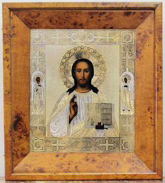 Старинная икона "Спаситель с предстоящими мучениками Павлом и Ариадной" - фото 4