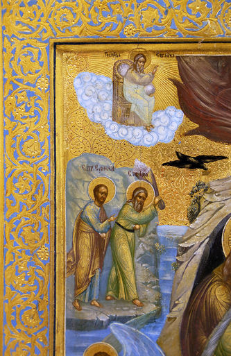 Старинная икона "Огненное восхождение Ильи пророка" - фото 3