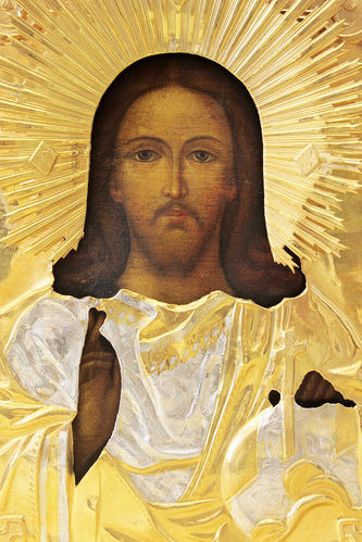 Мастер Попов Василий Иванов
Старинная икона "Господь Вседержитель" в окладе в византийском стиле - фото 2